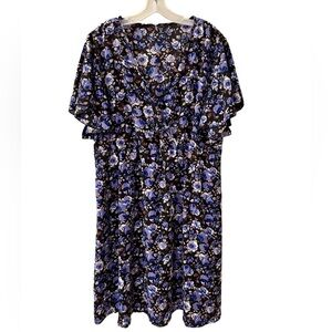 Women’s Sason Floral Blue and Black Dress - Size 3XL - NWOT
